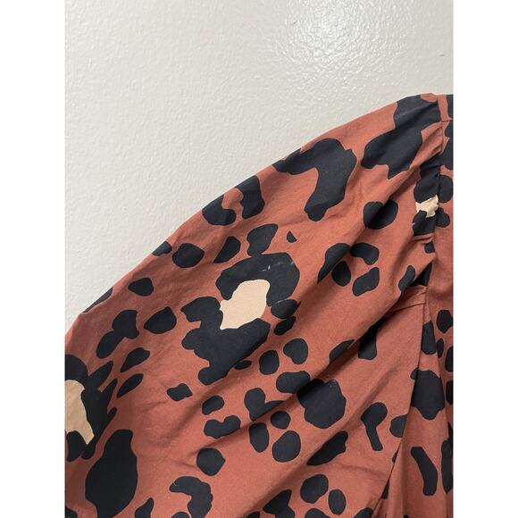 Anthropologie Maeve Somerset Maxi Dress Leopard Size Medium Brown short sleeve - Picture 6 of 8